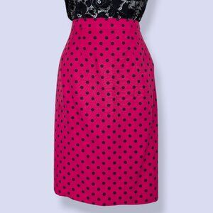 🍁V. Braemar Pink & Black Polka Dot Pencil Skirt